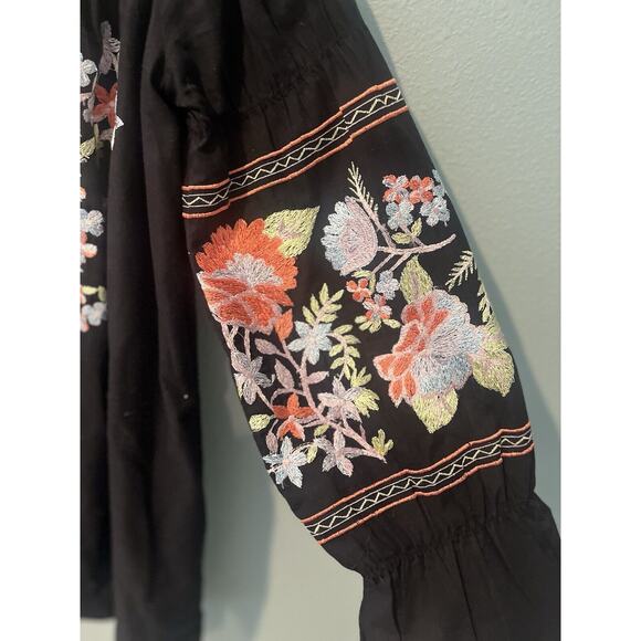 Free People Fleur DuJour Mini Black Puff Sleeve Off Shoulder Dress Women Size XS - Picture 4 of 5